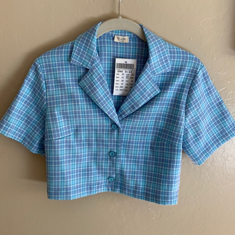 Brandy Melville blue plaid top! NWOT
